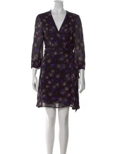 Pre-owned Ganni Floral Print Mini Dress W/ Tags In Black