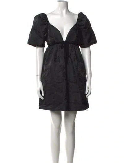 Pre-owned Ganni Floral Print Mini Dress W/ Tags In Black