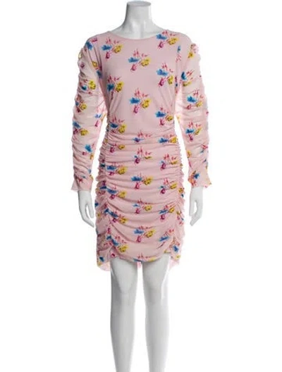 Pre-owned Ganni Floral Print Mini Dress W/ Tags In Pink