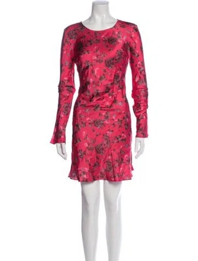 Pre-owned Ganni Floral Print Mini Dress W/ Tags In Red