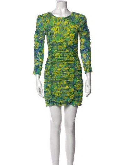 Pre-owned Ganni Floral Print Mini Dress In Yellow