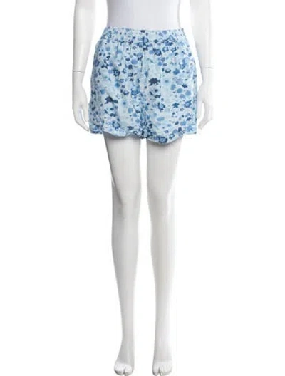 Pre-owned Ganni Floral Print Mini Shorts In Blue