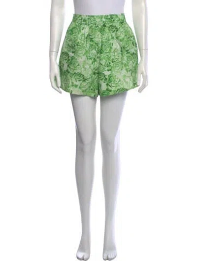 Pre-owned Ganni Floral Print Mini Shorts In Green