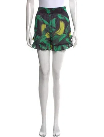 Pre-owned Ganni Floral Print Mini Shorts In Multicolor