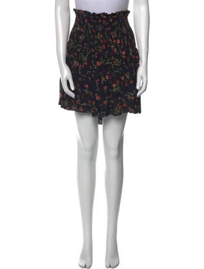 Pre-owned Ganni Floral Print Mini Skirt In Black