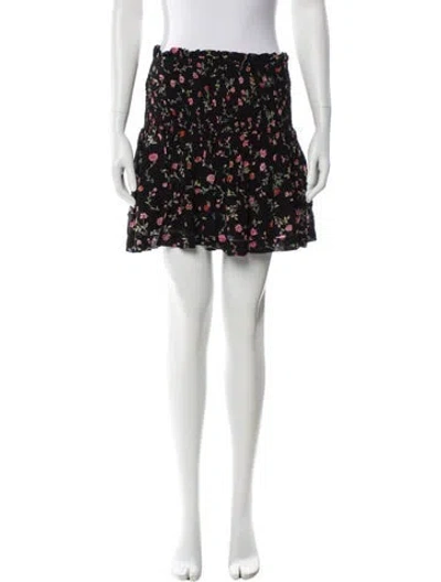 Pre-owned Ganni Floral Print Mini Skirt In Black