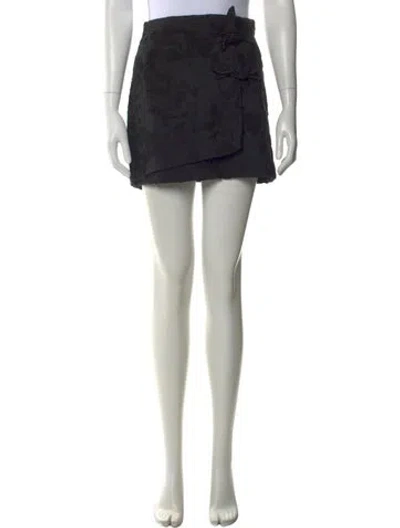 Pre-owned Ganni Floral Print Mini Skirt In Black