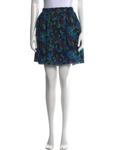 Pre-owned Ganni Floral Print Mini Skirt In Black