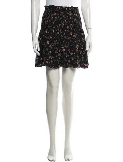 Pre-owned Ganni Floral Print Mini Skirt In Black