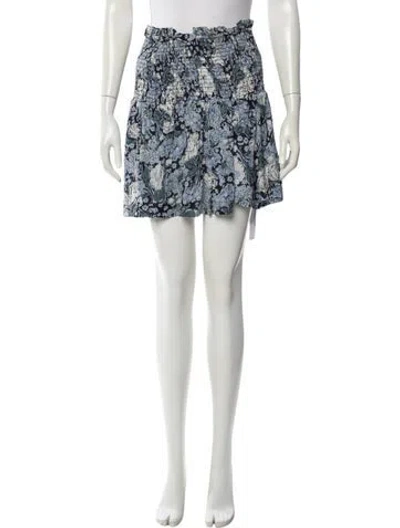 Pre-owned Ganni Floral Print Mini Skirt In Blue