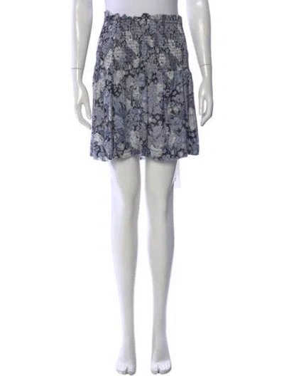 Pre-owned Ganni Floral Print Mini Skirt In Blue