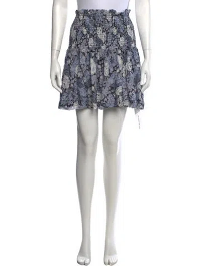 Pre-owned Ganni Floral Print Mini Skirt In Blue