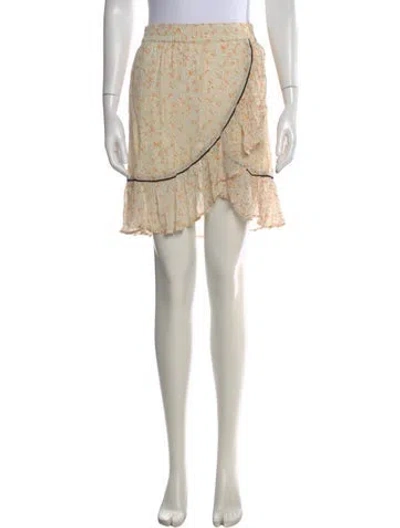 Pre-owned Ganni Floral Print Mini Skirt In Neutral