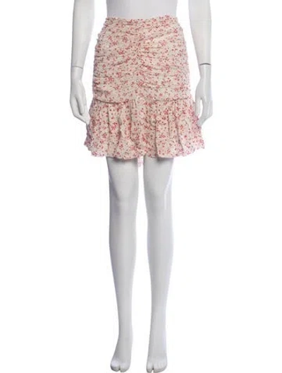 Pre-owned Ganni Floral Print Mini Skirt In Neutrals