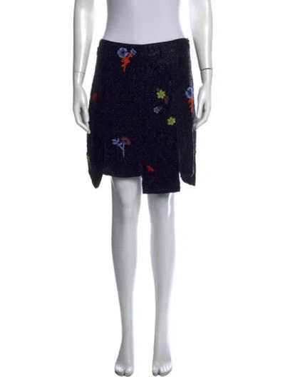 Pre-owned Ganni Floral Print Mini Skirt W/ Tags In Blue