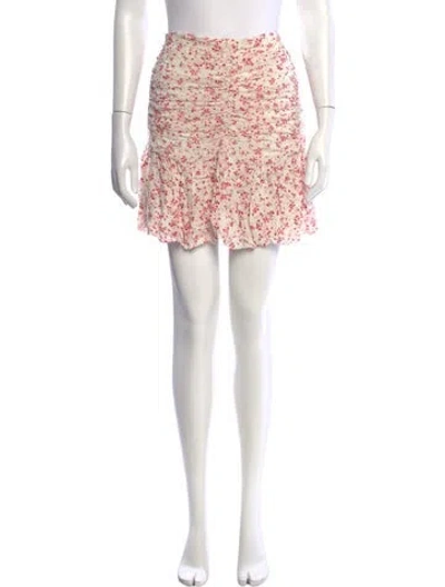 Pre-owned Ganni Floral Print Mini Skirt In White