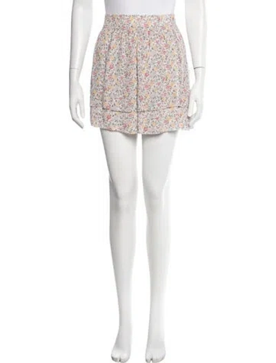 Pre-owned Ganni Floral Print Mini Skirt In White
