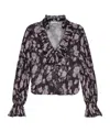 Ganni Floral Print Pleated Blouse In Black