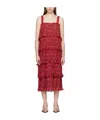 Ganni Floral-print Pleated Midi Dress In Red
