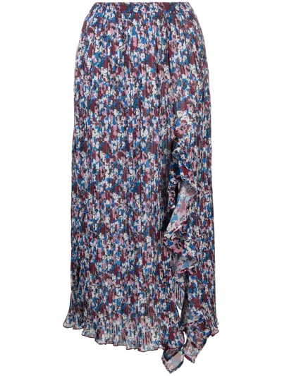 Ganni Printed Georgette Midi Skirt In Multicolour