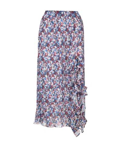 GANNI GANNI FLORAL-PRINTED RUFFLED MIDI SKIRT