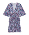 Ganni Pleated Mini Dress With Floral Motif In Multicolor