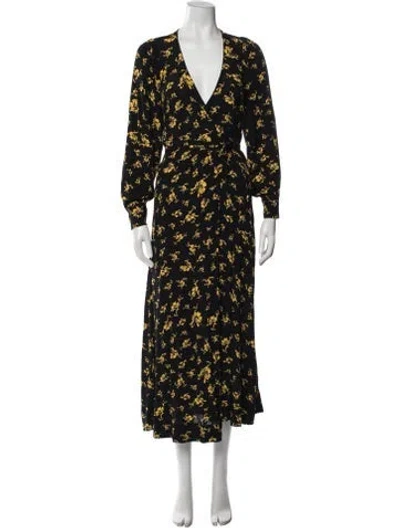 Pre-owned Ganni Floral Print Robe In Black