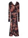 Ganni Floral Ruched Jersey Maxi Dress In Black