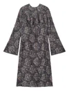 Ganni Floral-print Ruffled Dress In Blue