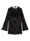 Ganni Floral-print Ruffled Mini Dress In Black