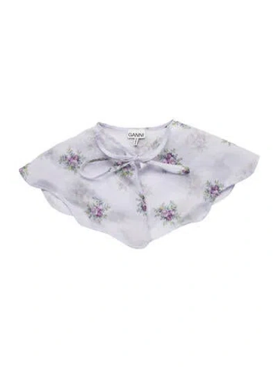 Pre-owned Ganni Floral Print Scarf In Purple