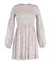 Ganni Floral Print Shirred Georgette Mini Dress In Multicolor Viscose In Multi