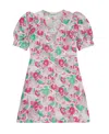 Ganni 3d Jacquard Button Down Mini Dress In Pink