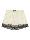 Ganni Womens Antique White Floral-print Lace-trim Woven Shorts In 中性色