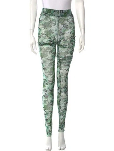 Pre-owned Ganni Floral Print Skinny Leg Pants W/ Tags In Green