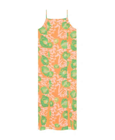 GANNI GANNI SIDE SLIT FLORAL-PRINTED SLIP DRESS