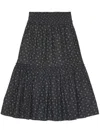 Ganni Floral-print Smock Maxi Skirt In Black