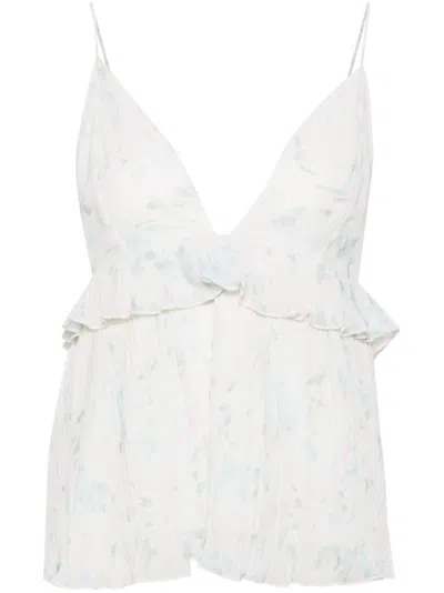 GANNI FLORAL-PRINT SPAGHETTI STRAP TOP