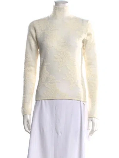Pre-owned Ganni Floral Print Turtleneck Sweater In Neutral