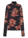 Ganni Floral-print Turtleneck T-shirt In Pink