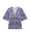 Ganni Pleated Blouse With Floral Motif In Multicolor