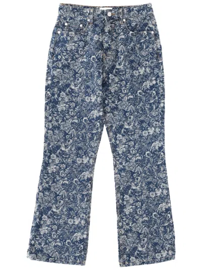 Ganni Floral Print Wide-leg Jeans In Blue