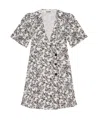 Ganni Floral-print Wrap Minidress In White