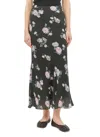 Ganni Black Floral Printed Crepe Maxi Skirt In Climbing Ivy