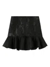 Ganni Floral Ruffled Mini Skirt In Black