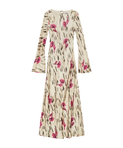 Ganni Floral Satin Maxi Dress In Multi