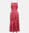 Ganni Floral-print Satin Slip Dress In Pink