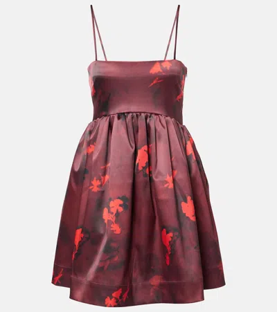 Ganni Floral Satin Minidress In Multicoloured