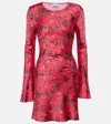 Ganni Printed Satin Mini Dress Raspberry Wine In Red
