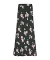 Ganni Black Floral Printed Crepe Maxi Skirt In Black